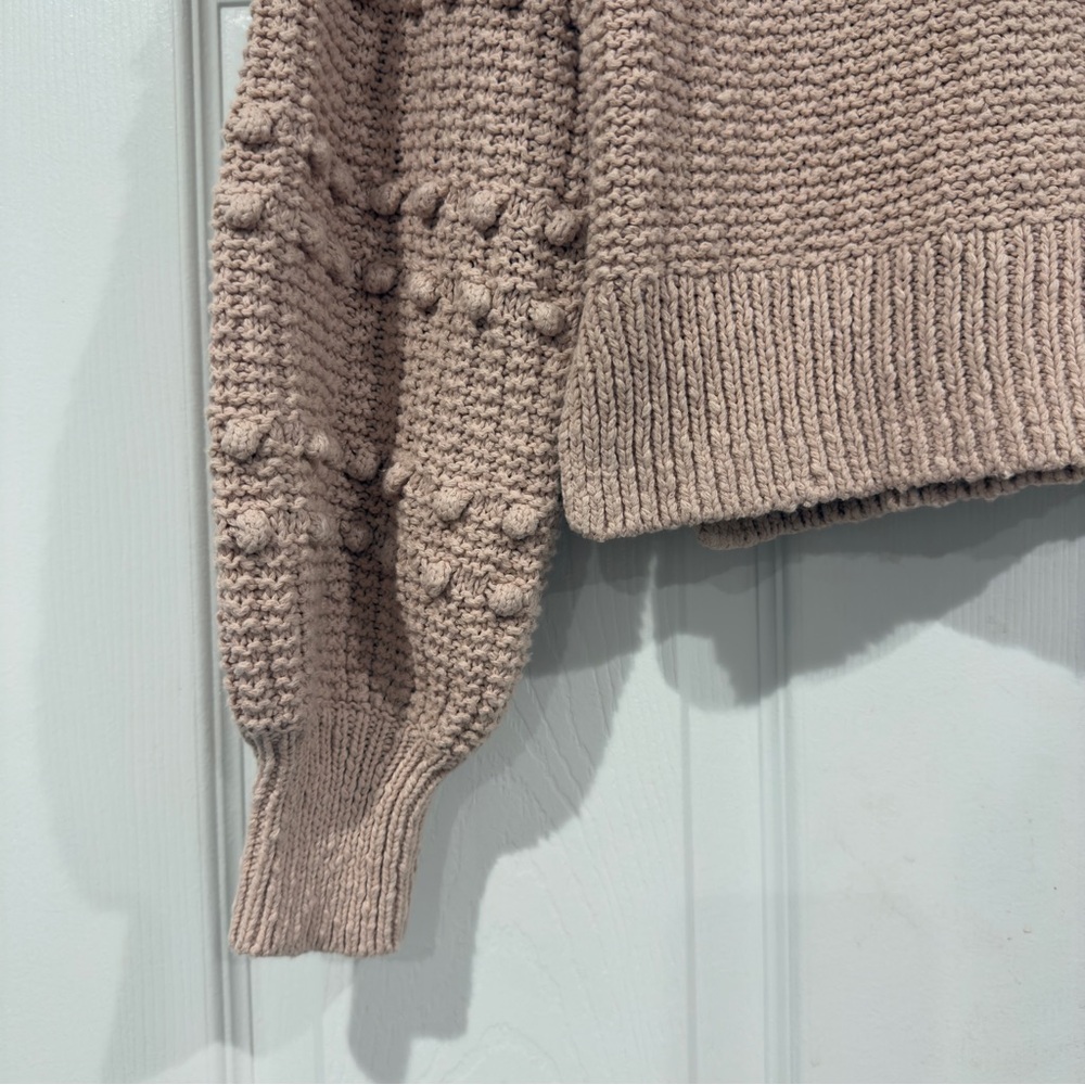 Madewell Knit Balloon Sleeve Sweater Pink Bobble Pom Popcorn Sleeve Size XS - Picture 5 of 14